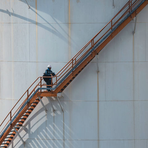 Workman completing safety checks.